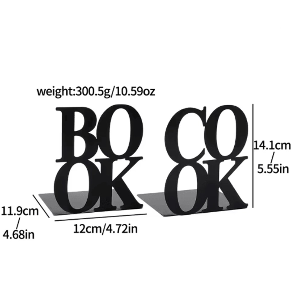 Metal Book Word Bookends Heavy Duty Decorative Bookends For Shelves And Desk 5
