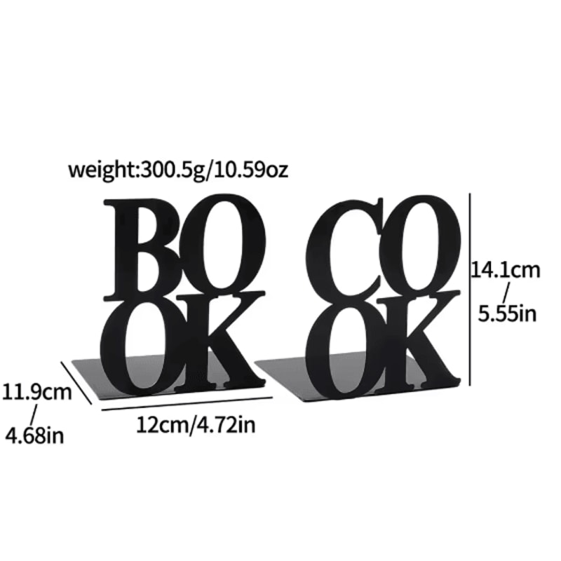Metal Book Word Bookends Heavy Duty Decorative Bookends For Shelves And Desk 5