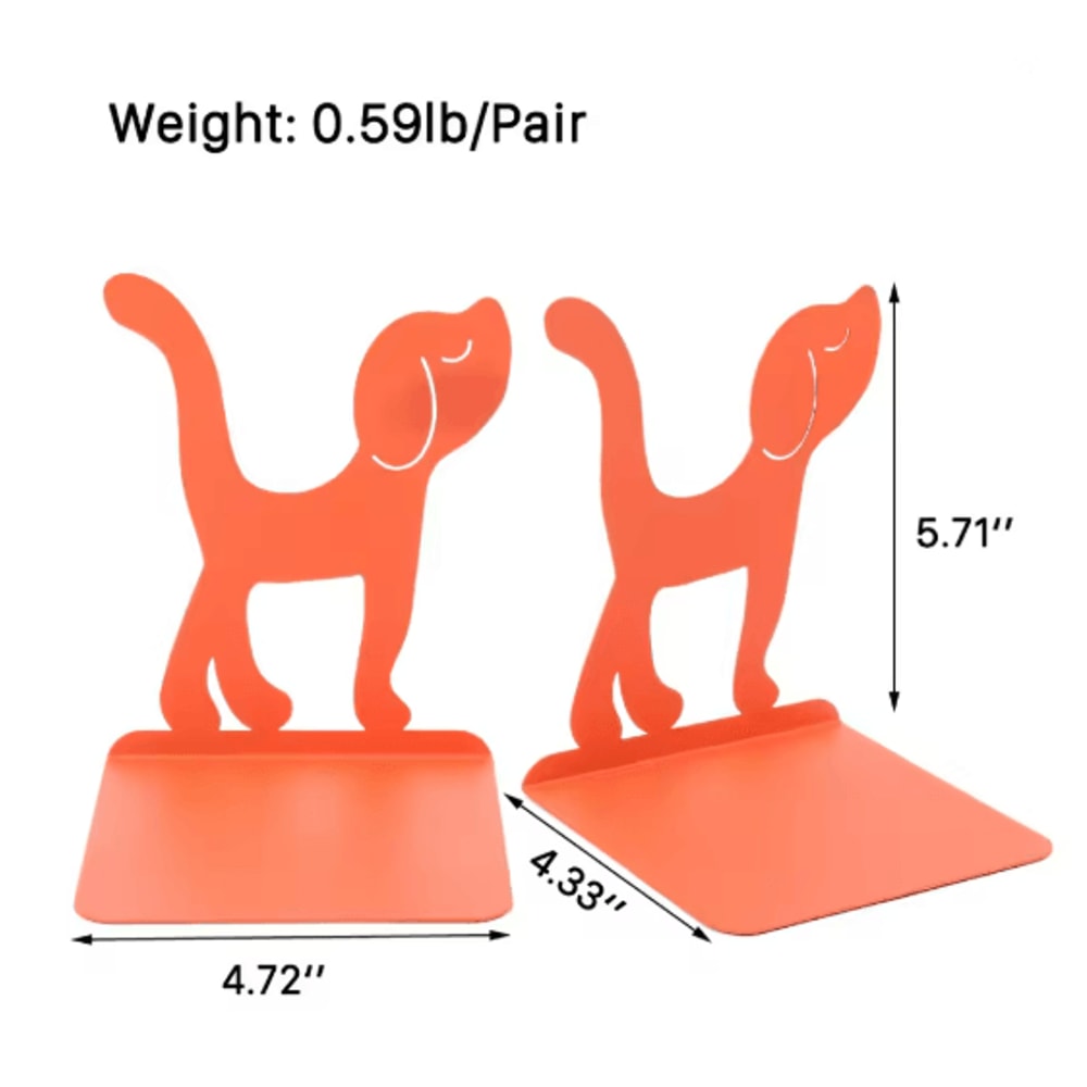 Cute Dog Metal Bookends Heavy Duty Decorative Bookends For Shelves 4