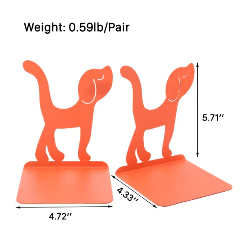 Cute Dog Metal Bookends Heavy Duty Decorative Bookends For Shelves 4