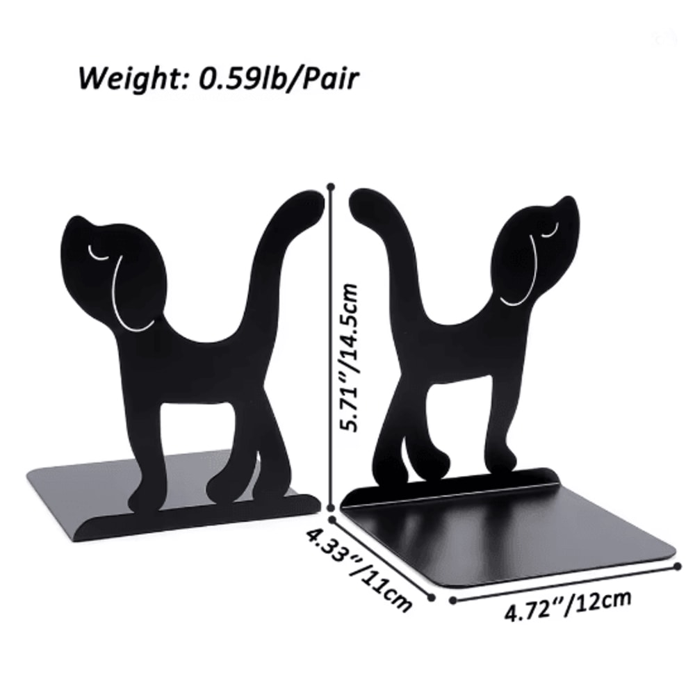 Cute Dog Metal Bookends Heavy Duty Decorative Bookends For Shelves 5