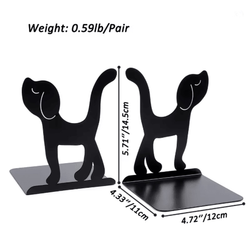 Cute Dog Metal Bookends Heavy Duty Decorative Bookends For Shelves 5