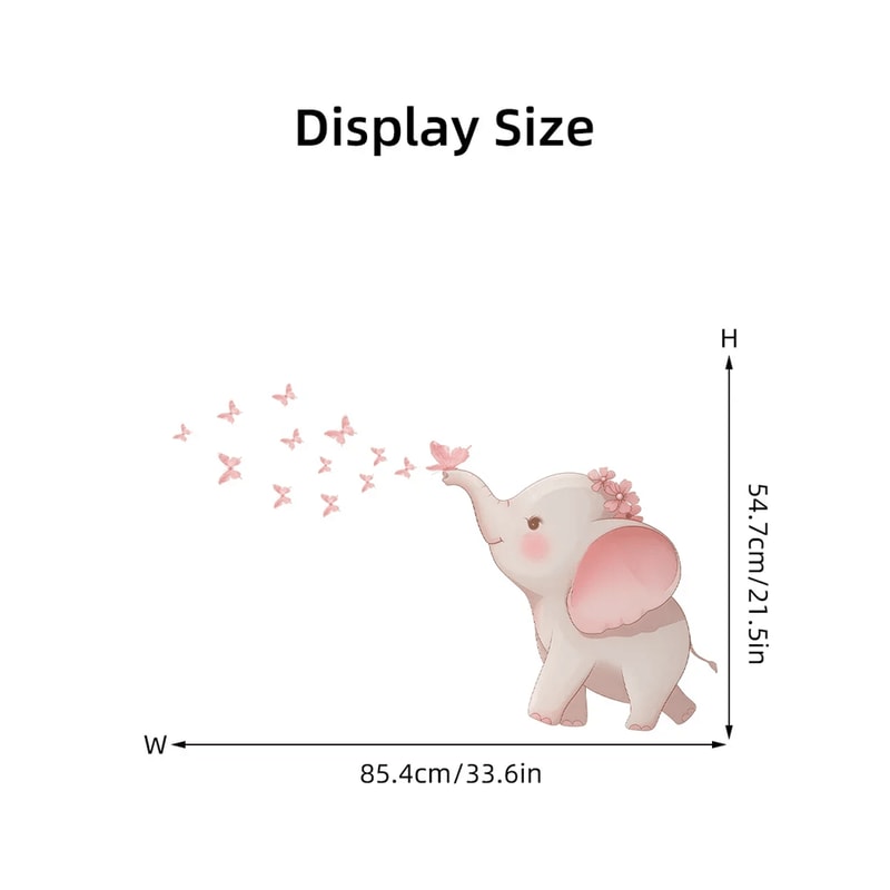 Cute Elephant Butterfly Wall Stickers Kids Room Wall Decals Nursery Decor 1
