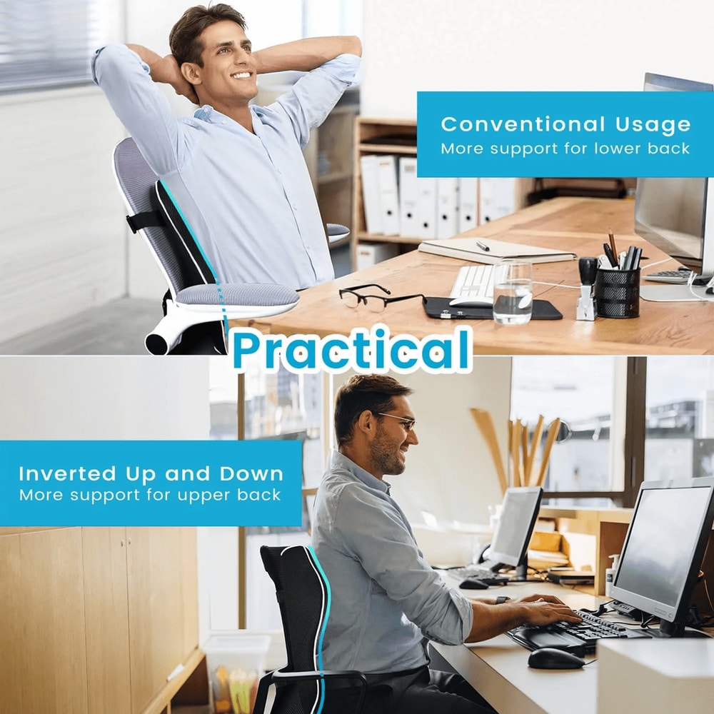 Memory Foam Lumbar Support Cushion Non Slip Back Support Pillow For Car Seat Office Chair 2