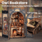 DIY Book Nook Kit Cats Study Miniature Wooden Dollhouse With LED Lights Bookshelf Insert 2