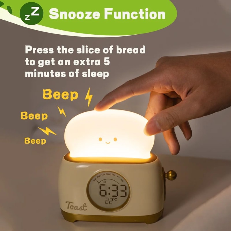 Kids Sleep Trainer Alarm Clock LED Night Light Digital Bedside Clock For Children 4