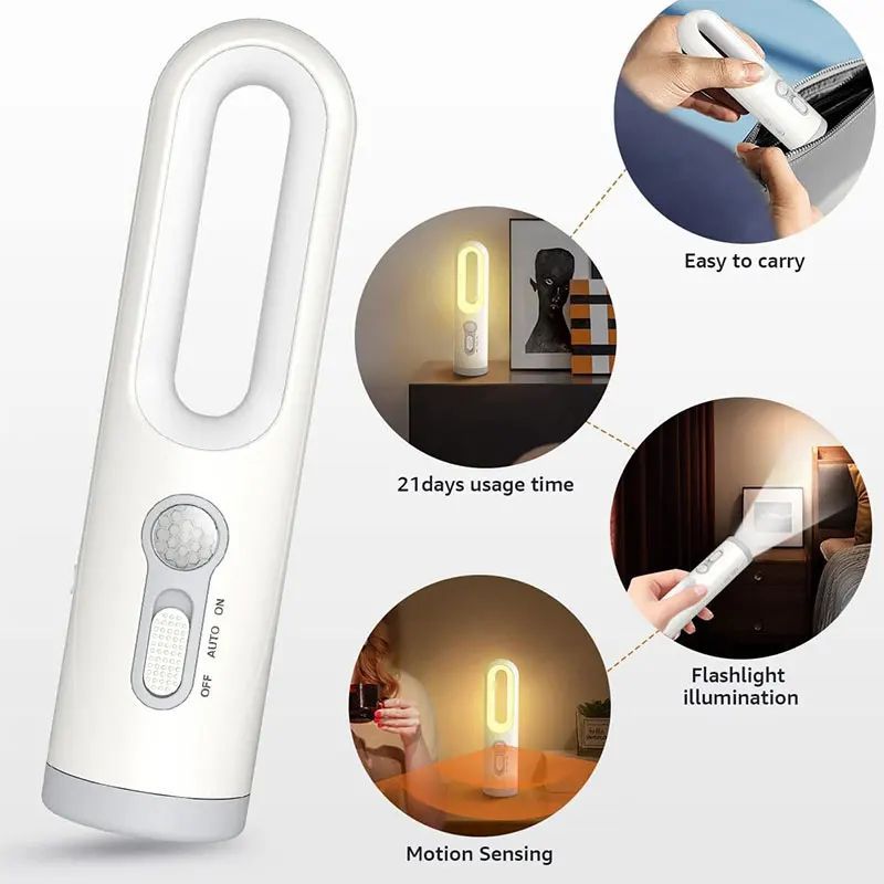 Motion Sensor Night Light Portable LED Night Light With Flashlight 3