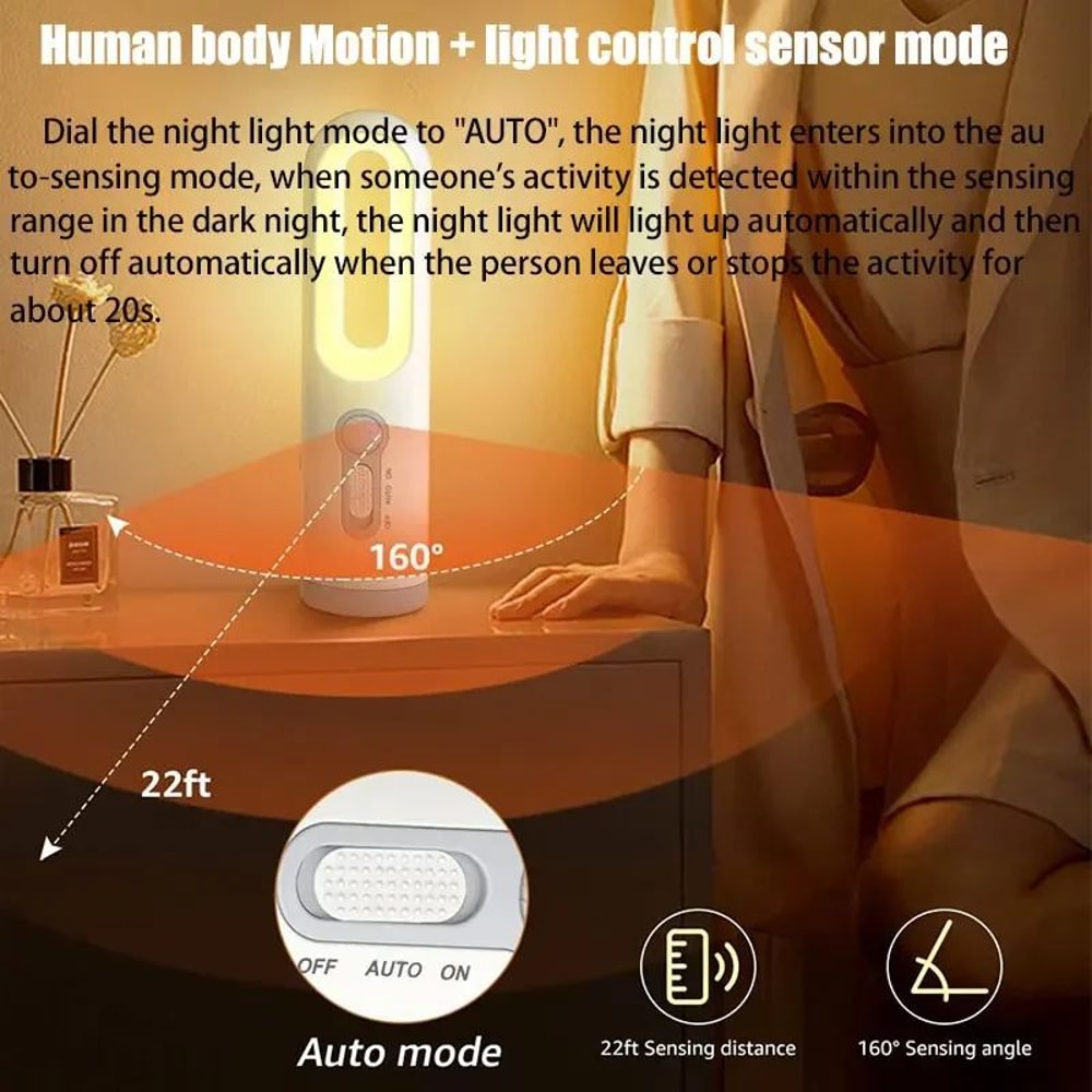 Motion Sensor Night Light Portable LED Night Light With Flashlight 4