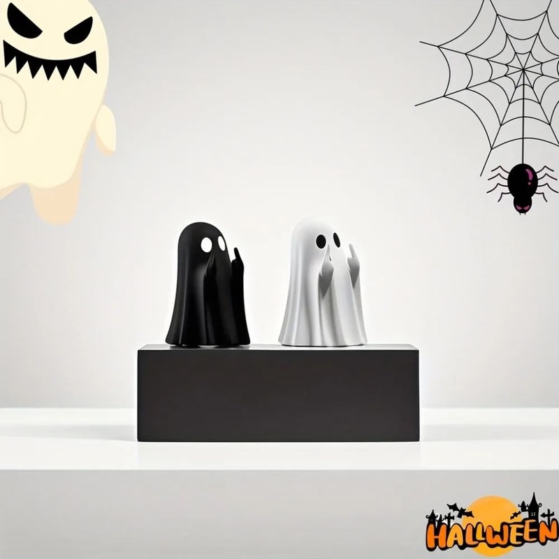 Cute Halloween Ghost Figurines Mini Ghost Desk Decorations Set 5