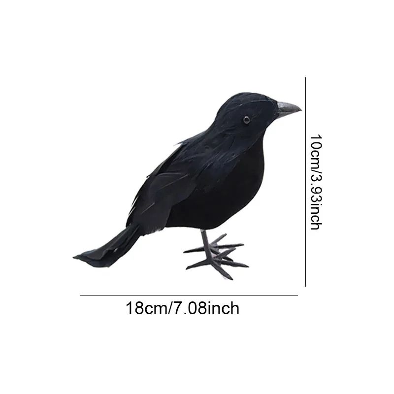 Realistic Black Crow Halloween Decoration Feather Raven Prop 4