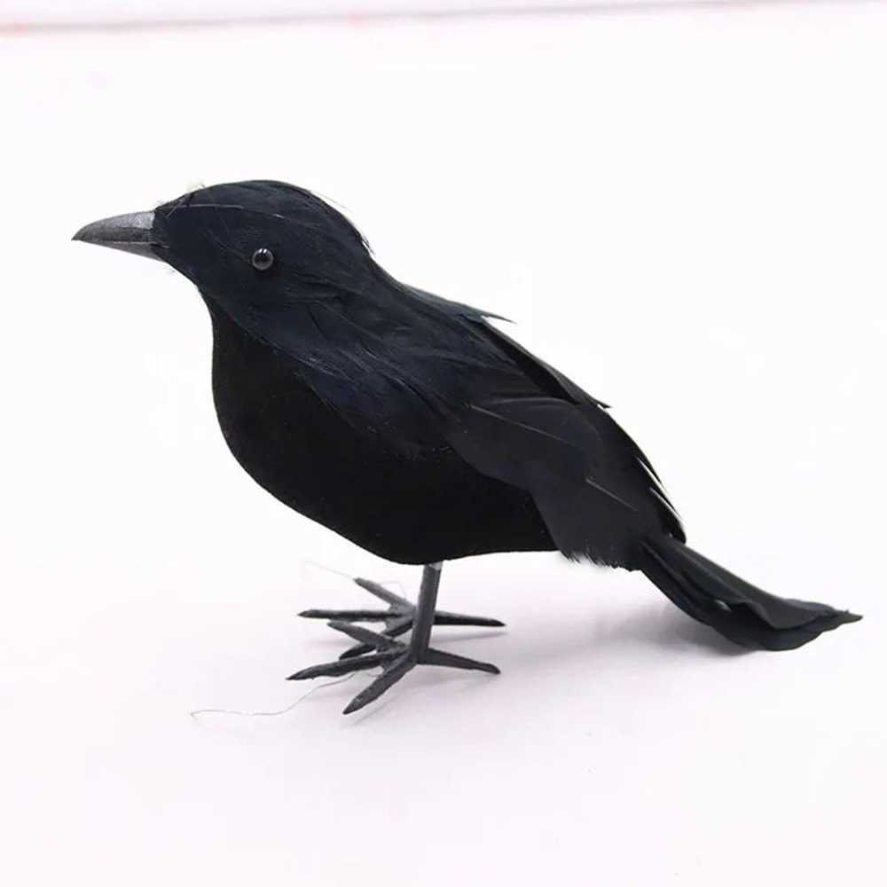 Realistic Black Crow Halloween Decoration Feather Raven Prop 6