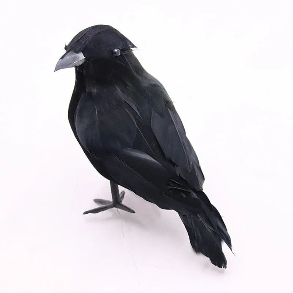 Realistic Black Crow Halloween Decoration Feather Raven Prop 7