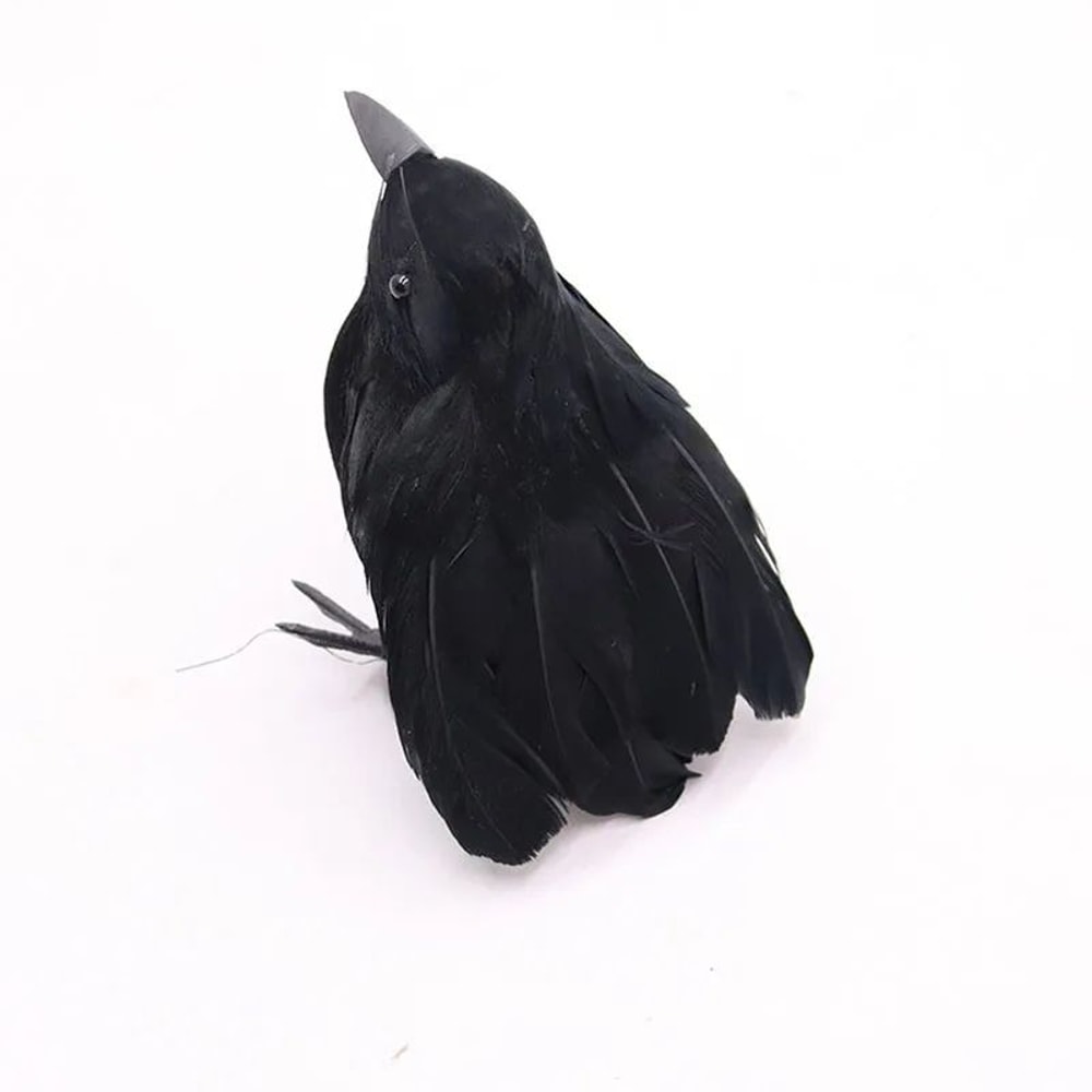 Realistic Black Crow Halloween Decoration Feather Raven Prop 8