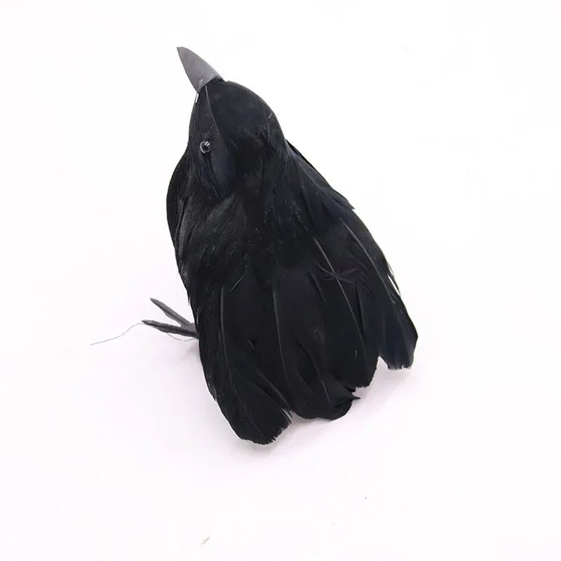 Realistic Black Crow Halloween Decoration Feather Raven Prop 8