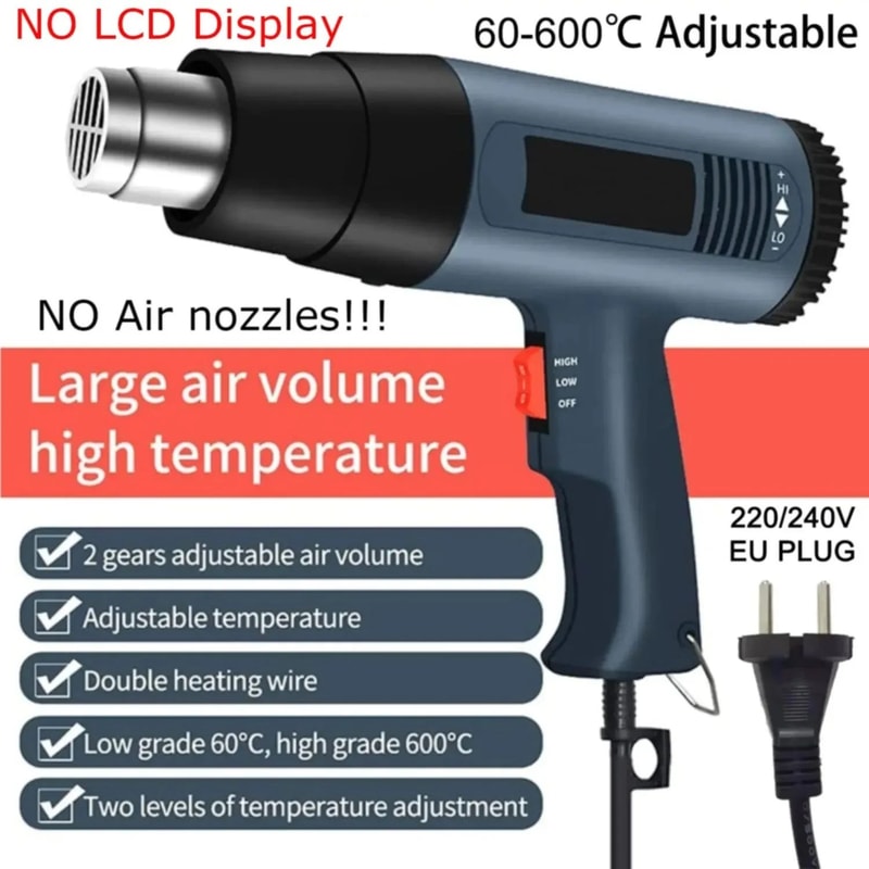 2000W Professional Heat Gun Adjustable Temperature Hot Air Gun With Nozzles 0