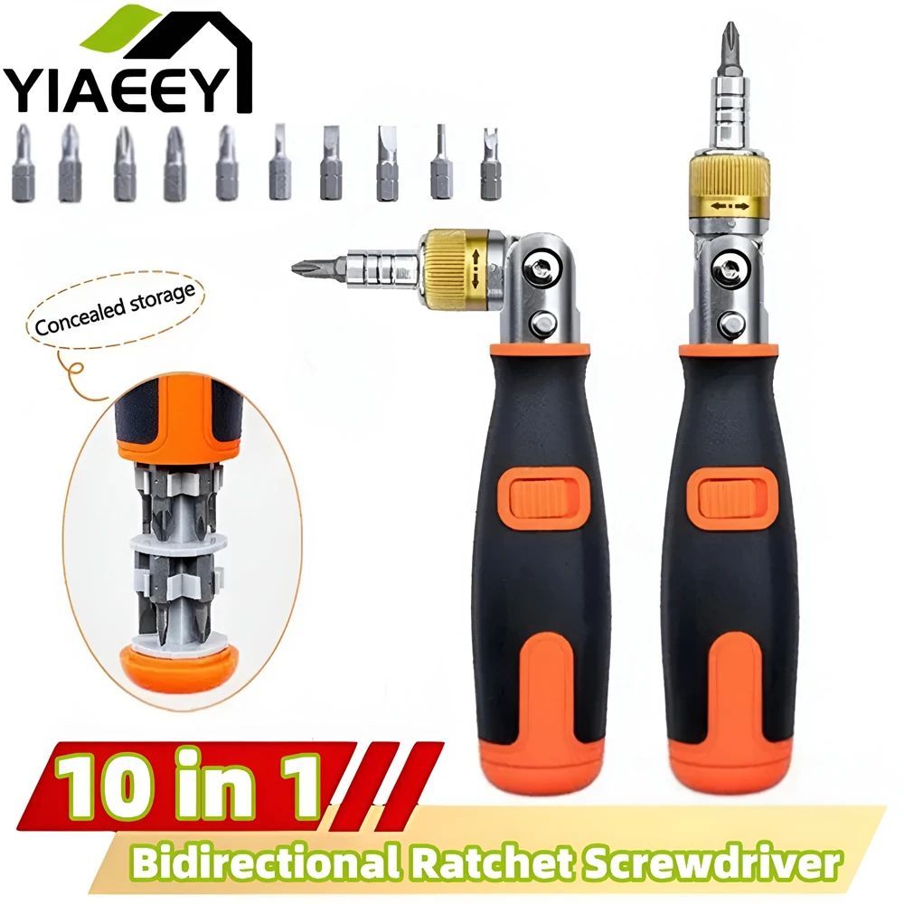 10 In 1 Multi Angle Ratchet Screwdriver Adjustable Angle Repair Tool Set 0