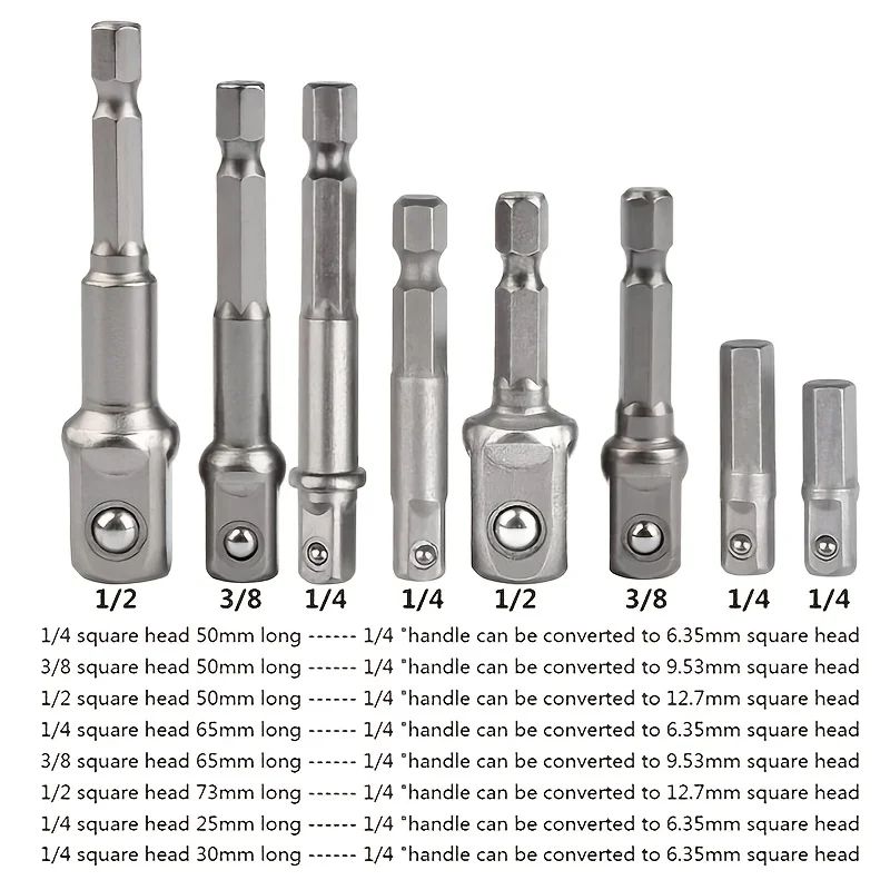Impact Driver Drill Socket Adapter Set Hex Shank Drill Bit Adapter Kit 1