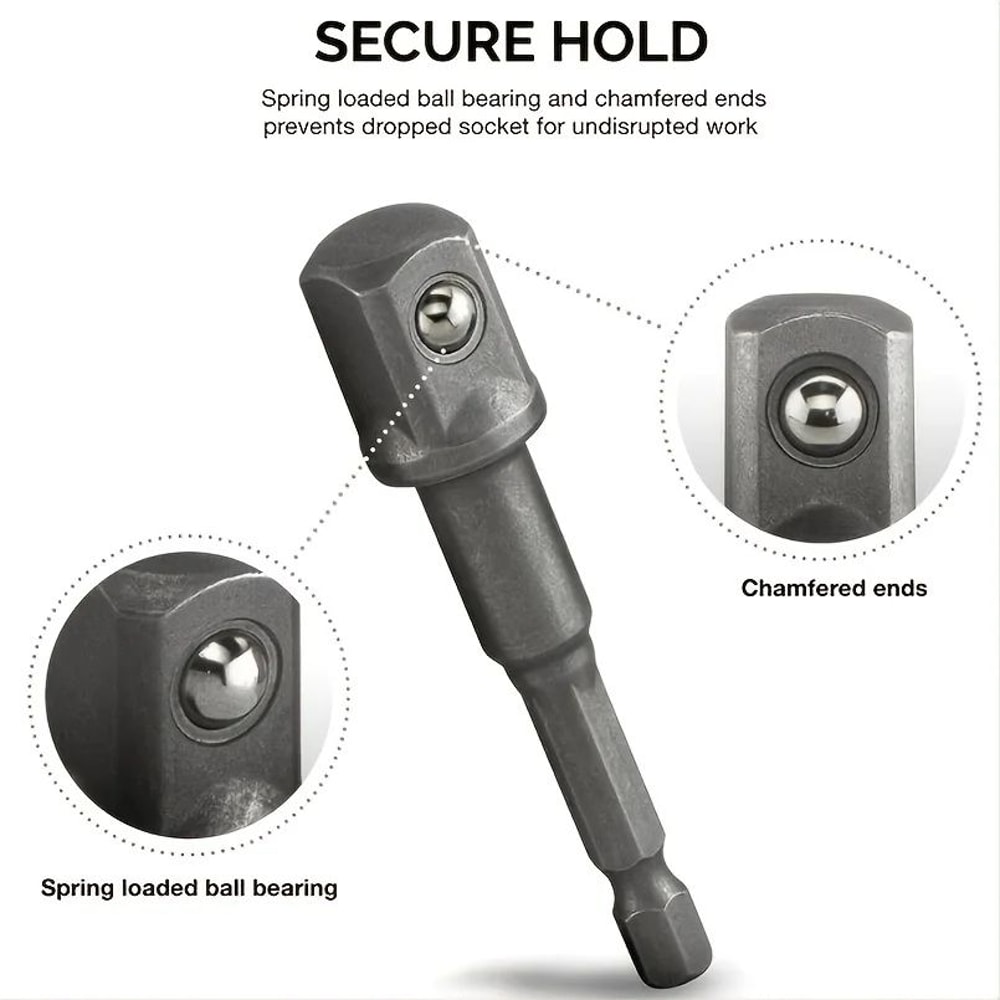 Impact Driver Drill Socket Adapter Set Hex Shank Drill Bit Adapter Kit 4