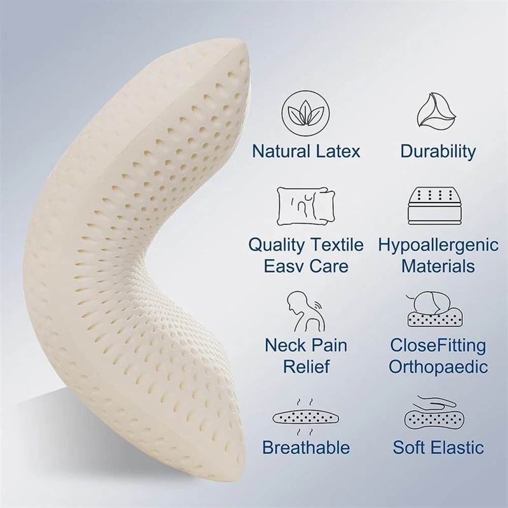 Natural Latex Orthopedic Pillow Cervical Support Bed Pillow For All Sleepers 2