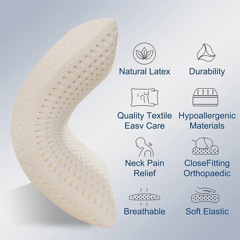 Natural Latex Orthopedic Pillow Cervical Support Bed Pillow For All Sleepers 2
