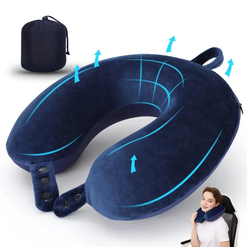 Memory Foam Travel Neck Pillow U Shaped Ergonomic Neck Support Pillow 9