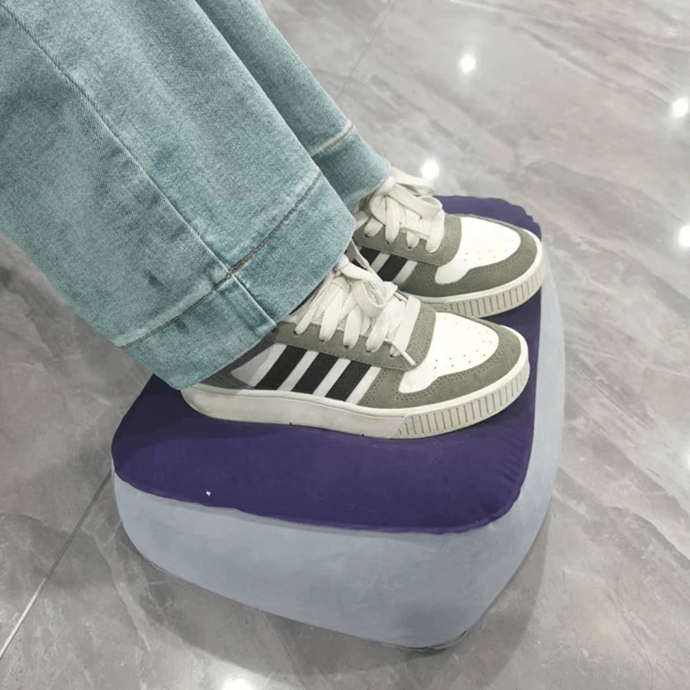 Inflatable Travel Footrest Pillow Cushion For Airplane Office And Home 2