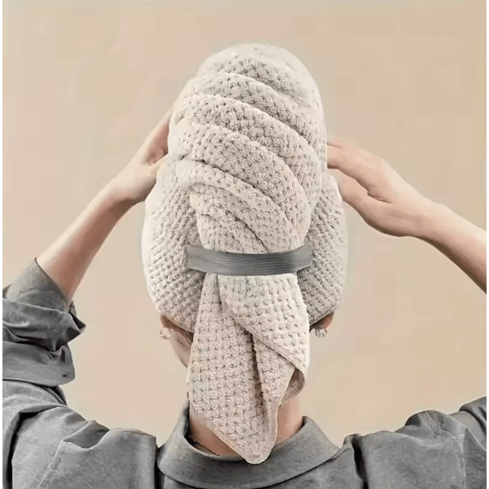 Quick Dry Microfiber Hair Towel Wrap With Elastic Strap 4