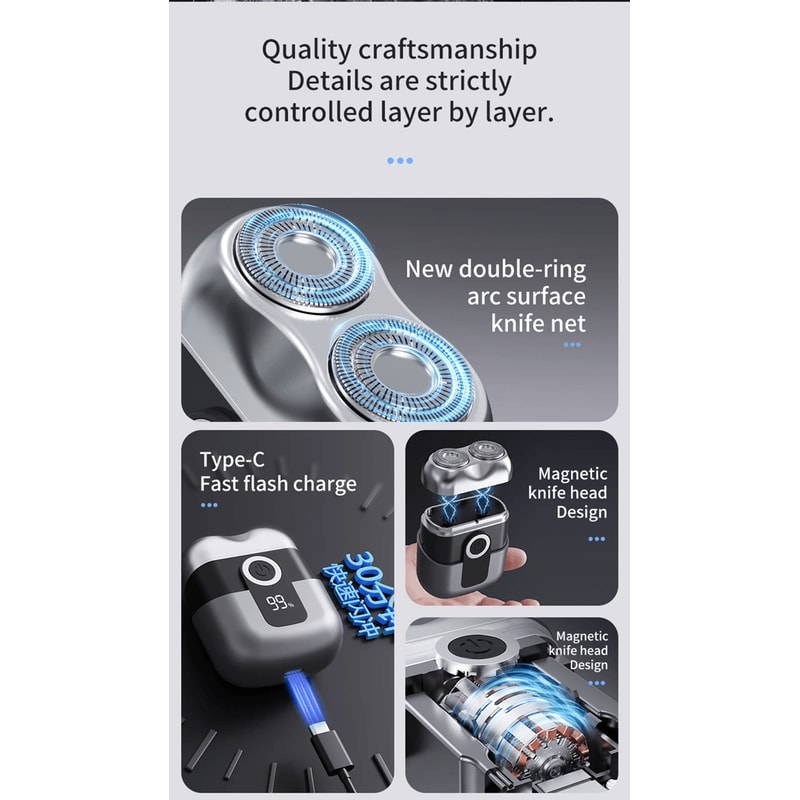 Mini Portable Electric Shaver For Men Fast Charging Travel Razor 2