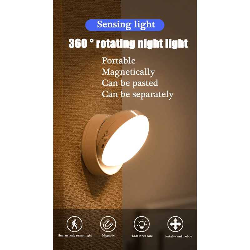 USB Rechargeable Motion Sensor LED Night Light For Bedroom And Hallway 0