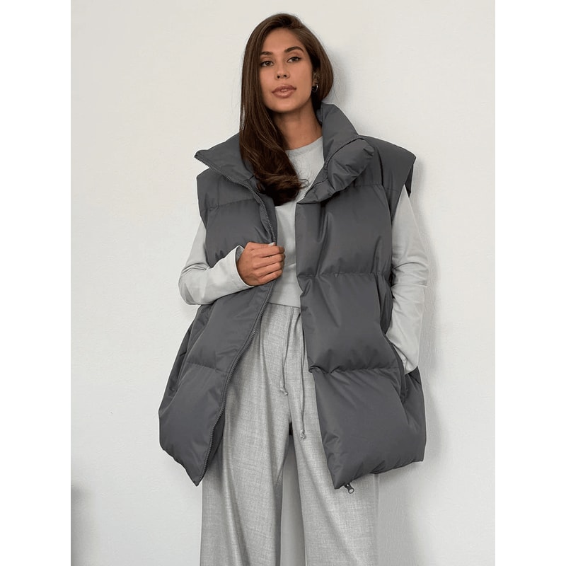 Womens Winter Cotton Vest Jacket Sleeveless Puffer Vest 1