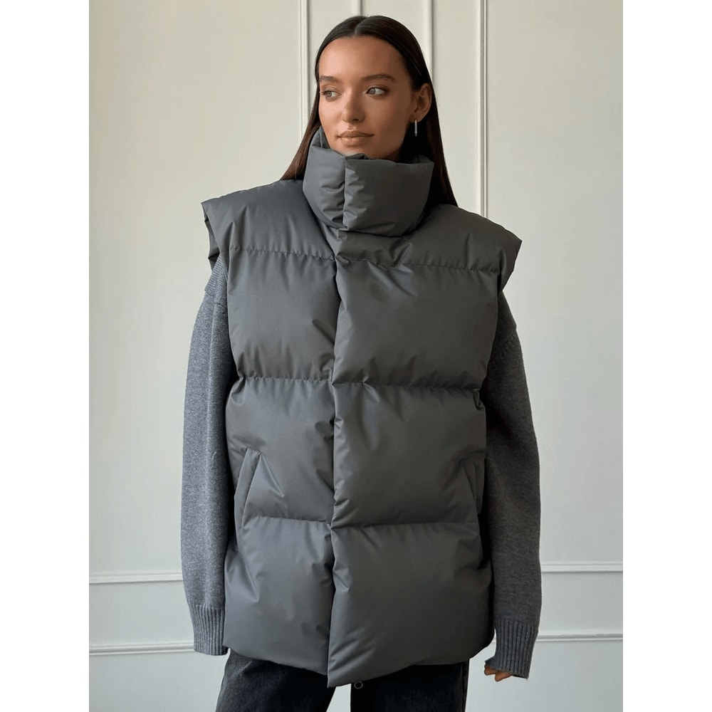 Womens Winter Cotton Vest Jacket Sleeveless Puffer Vest 4