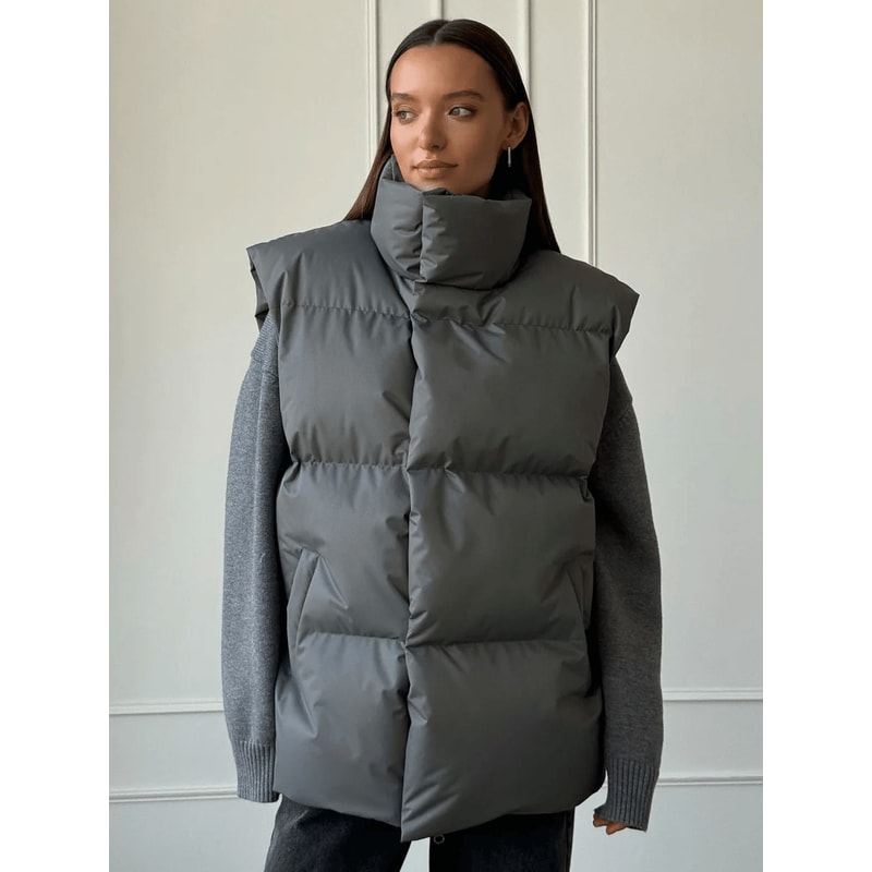 Womens Winter Cotton Vest Jacket Sleeveless Puffer Vest 4