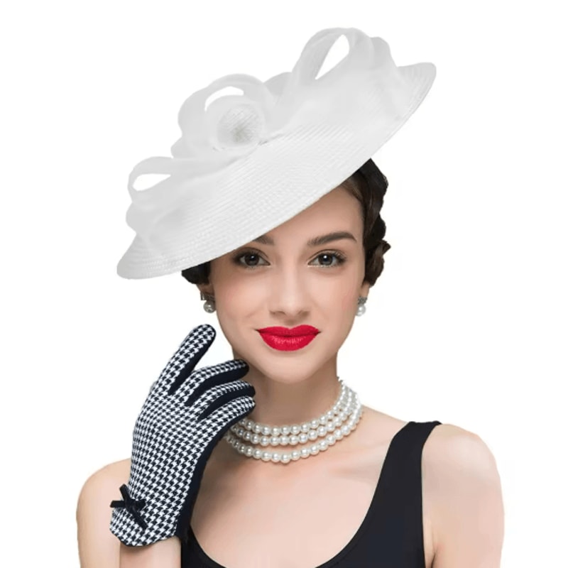 Elegant Wide Brim Straw Church Hat For Women Wedding And Tea Party Fascinator 3