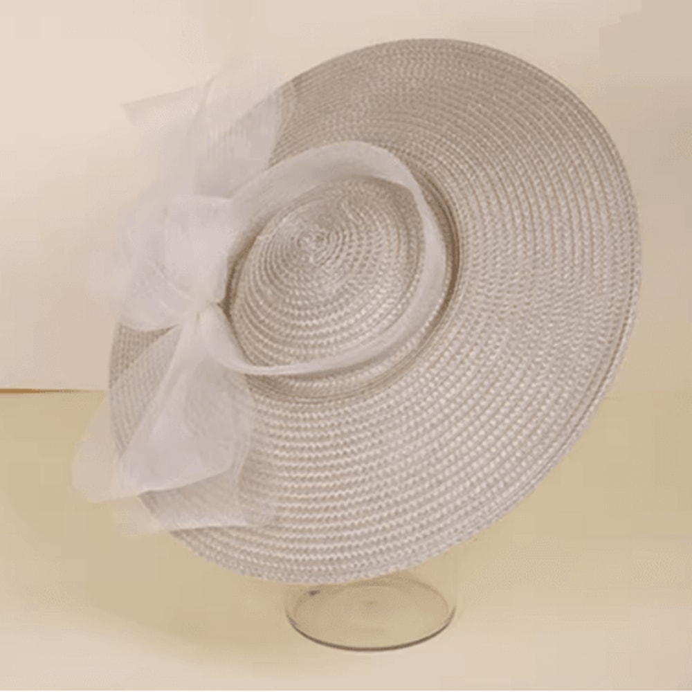 Elegant Wide Brim Straw Church Hat For Women Wedding And Tea Party Fascinator 4