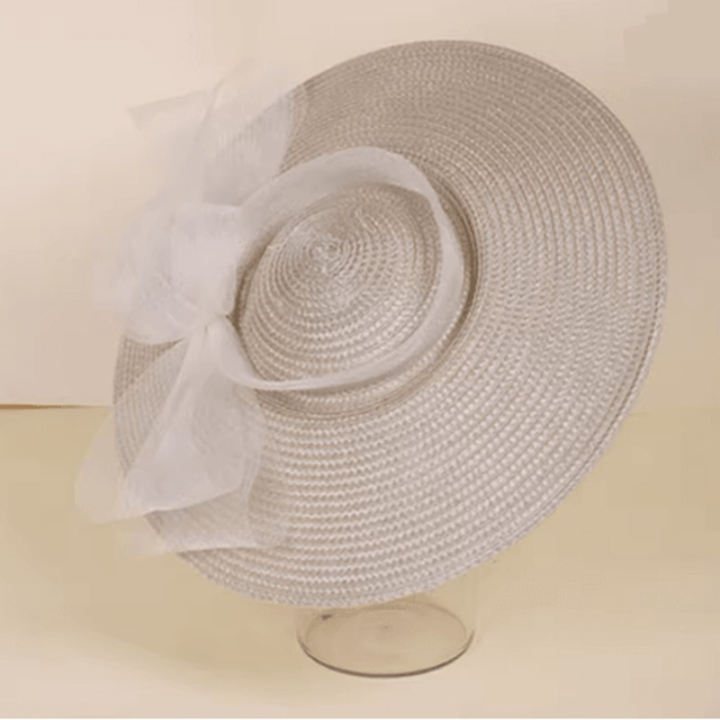 Elegant Wide Brim Straw Church Hat For Women Wedding And Tea Party Fascinator 4