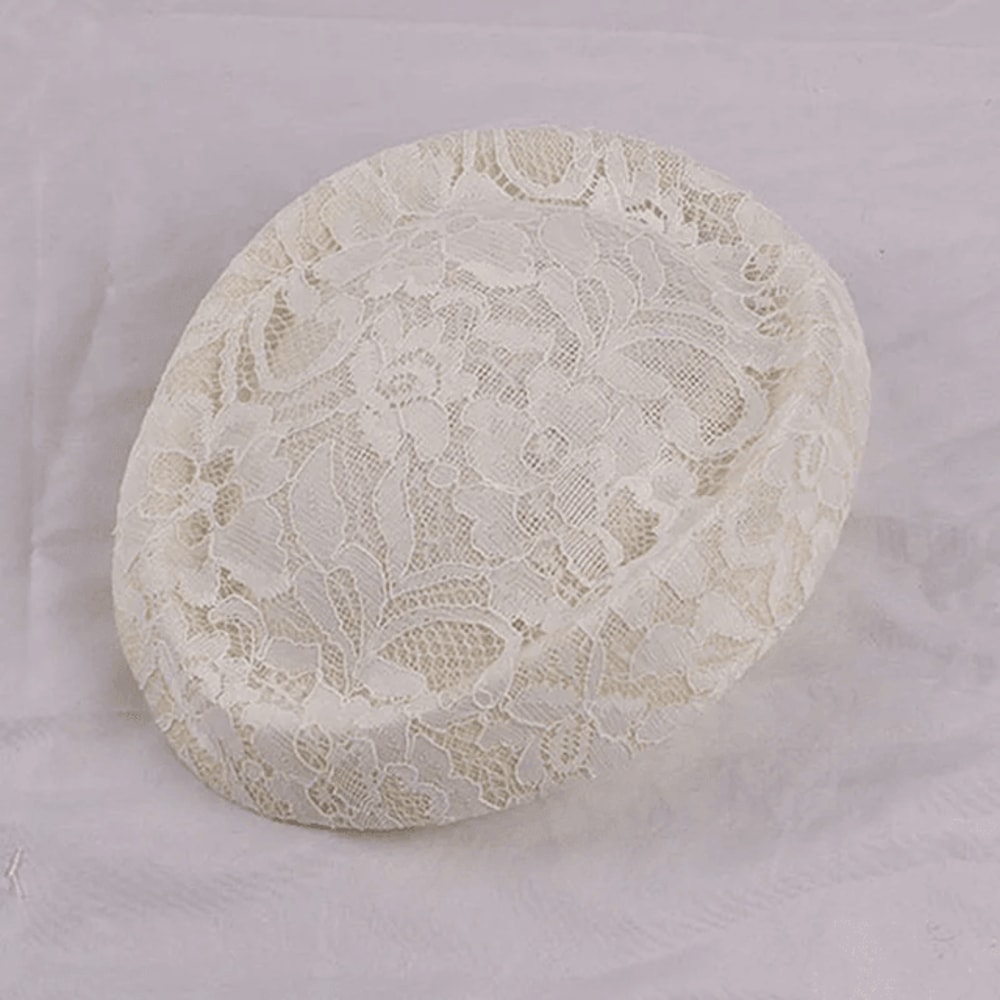 Elegant White Lace Fascinator Hat Base Round Saucer Percher Hat For Weddings And Parties 1