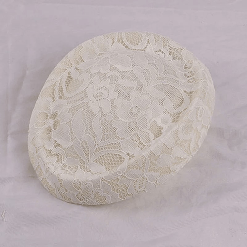 Elegant White Lace Fascinator Hat Base Round Saucer Percher Hat For Weddings And Parties 1