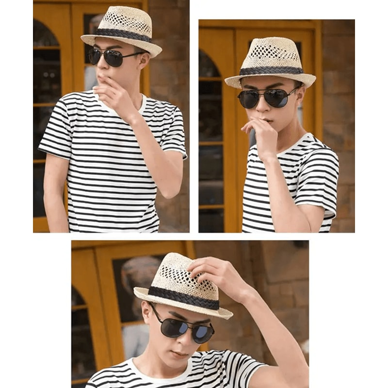 Classic Summer Straw Fedora Hat Lightweight Sun Hat For Men And Women 1
