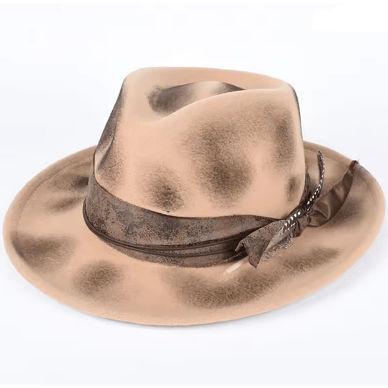 Vintage Feather Fedora Hat Wide Brim Felt Gentleman Hat For Men And Women 2