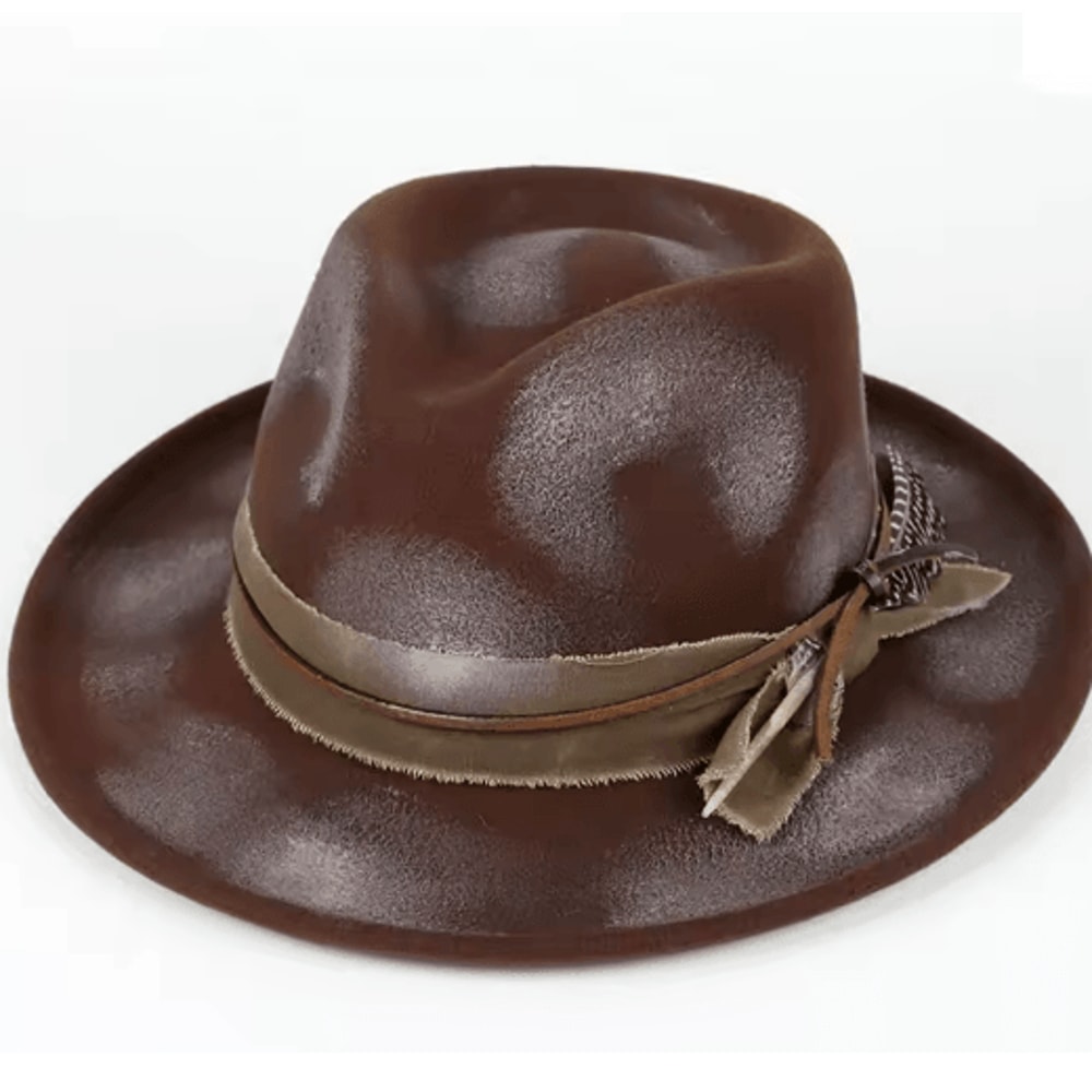 Vintage Feather Fedora Hat Wide Brim Felt Gentleman Hat For Men And Women 3