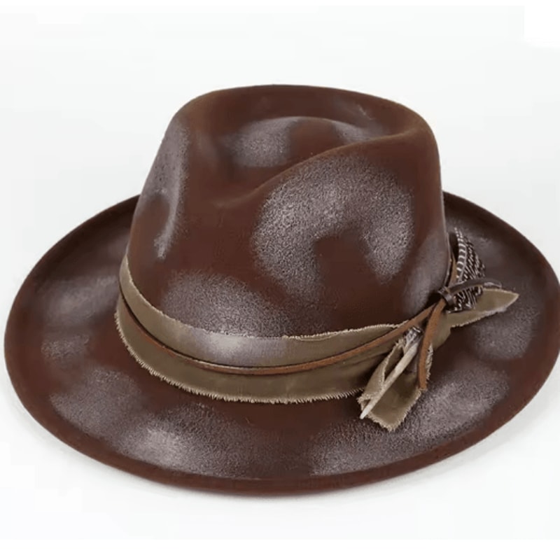 Vintage Feather Fedora Hat Wide Brim Felt Gentleman Hat For Men And Women 3
