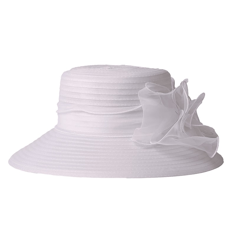 Elegant Wide Brim Church Hat For Women Floral Royal Wedding Sun Hat 0