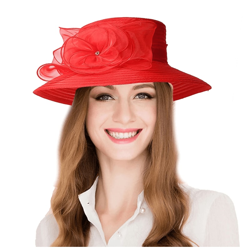 Elegant Wide Brim Church Hat For Women Floral Royal Wedding Sun Hat 3