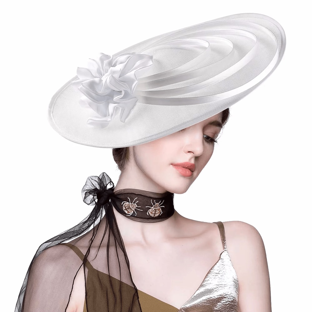 Luxury Flower Fascinator Hat Sinamay Derby Headband For Women Wedding And Tea Party 2
