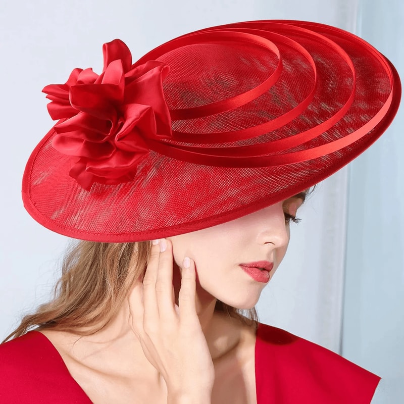 Luxury Flower Fascinator Hat Sinamay Derby Headband For Women Wedding And Tea Party 4