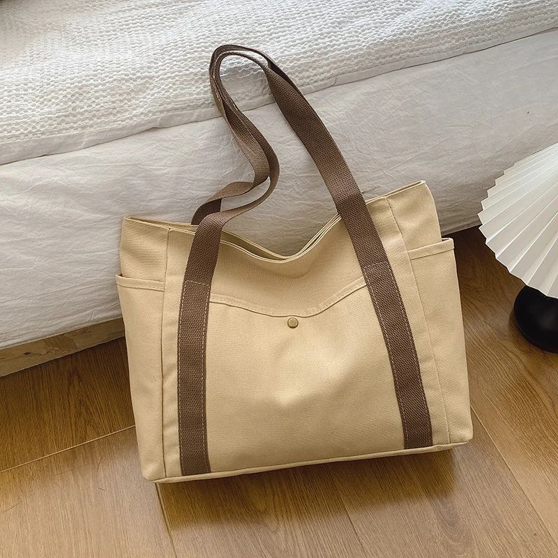 Large Canvas Tote Bag Womens Shoulder Bag With Multi Pocket Storage 7