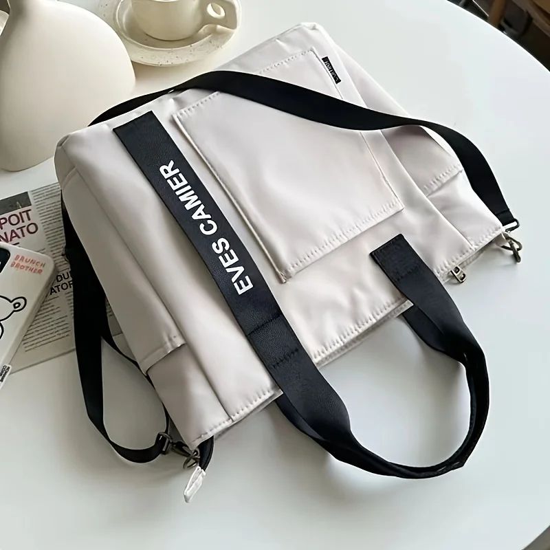 Large Canvas Tote Bag For Women Zipper Shoulder Handbag Everyday Messenger Bag 1
