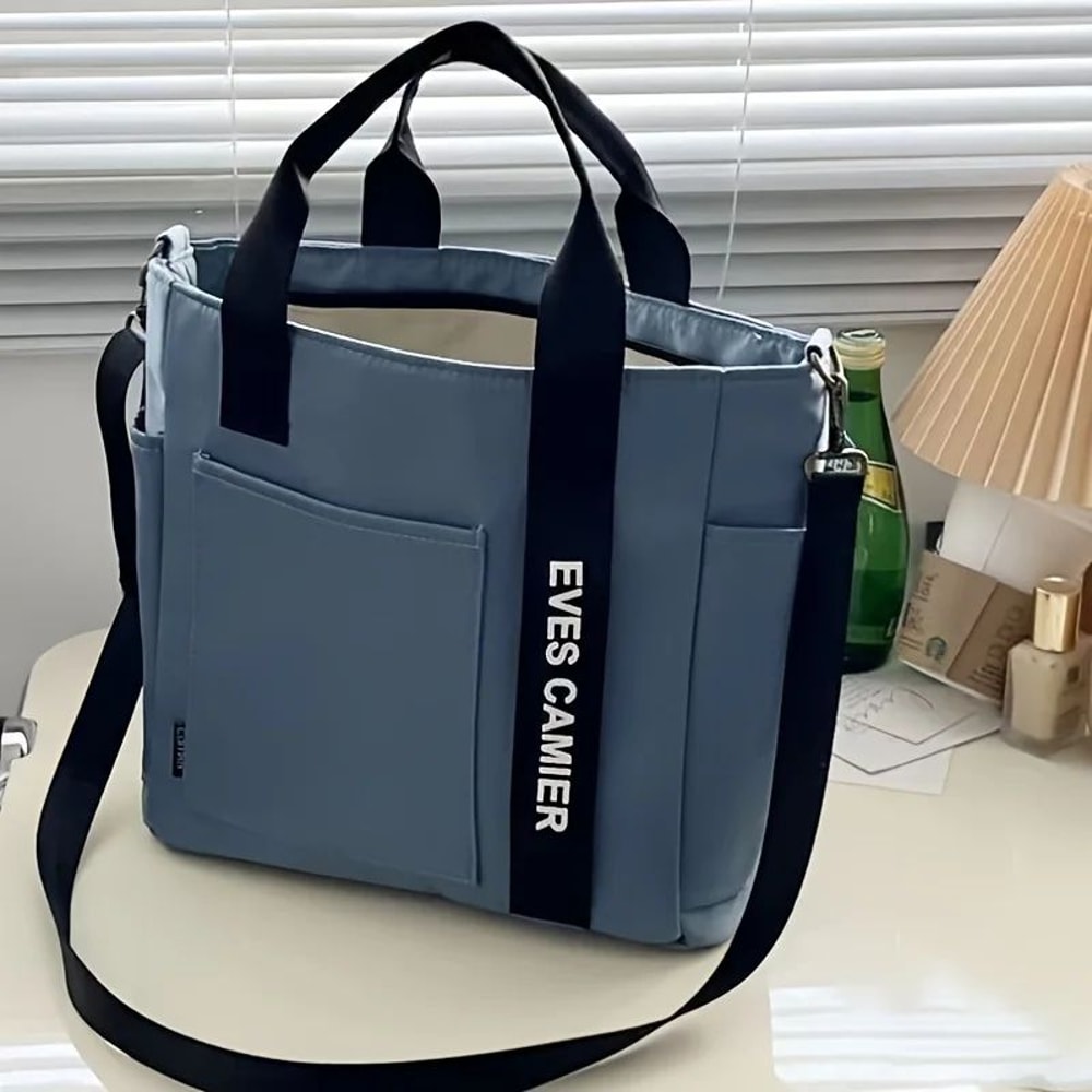 Large Canvas Tote Bag For Women Zipper Shoulder Handbag Everyday Messenger Bag 3