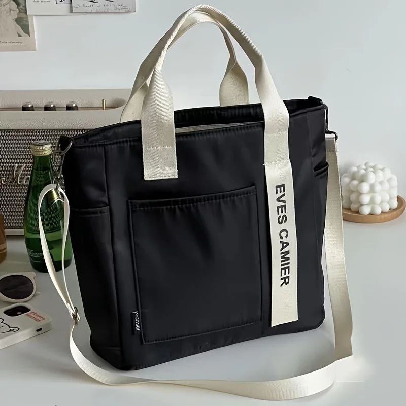 Large Canvas Tote Bag For Women Zipper Shoulder Handbag Everyday Messenger Bag 7