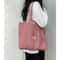 Retro Plaid Canvas Tote Bag For Women Zipper College Shoulder Shopping Bag 2
